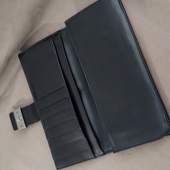 GUCCI BLACK CANVAS & LEATHER LONG SNAP CLOSURE DUAL-OPENING WALLET ~ AUTHENTIC - Picture 12 of 13